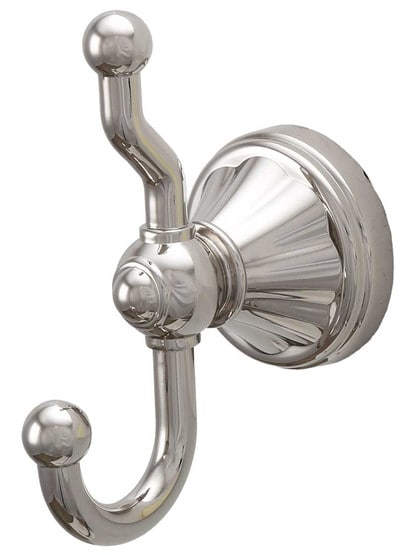 Hudson Double Bath Hook in Polished Nickel.
